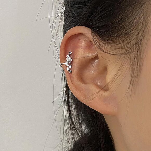 Star Right Non Piercing Rhinestone Star Clip on Earring Cartilage Jewelryt Gift - Picture 3 of 9